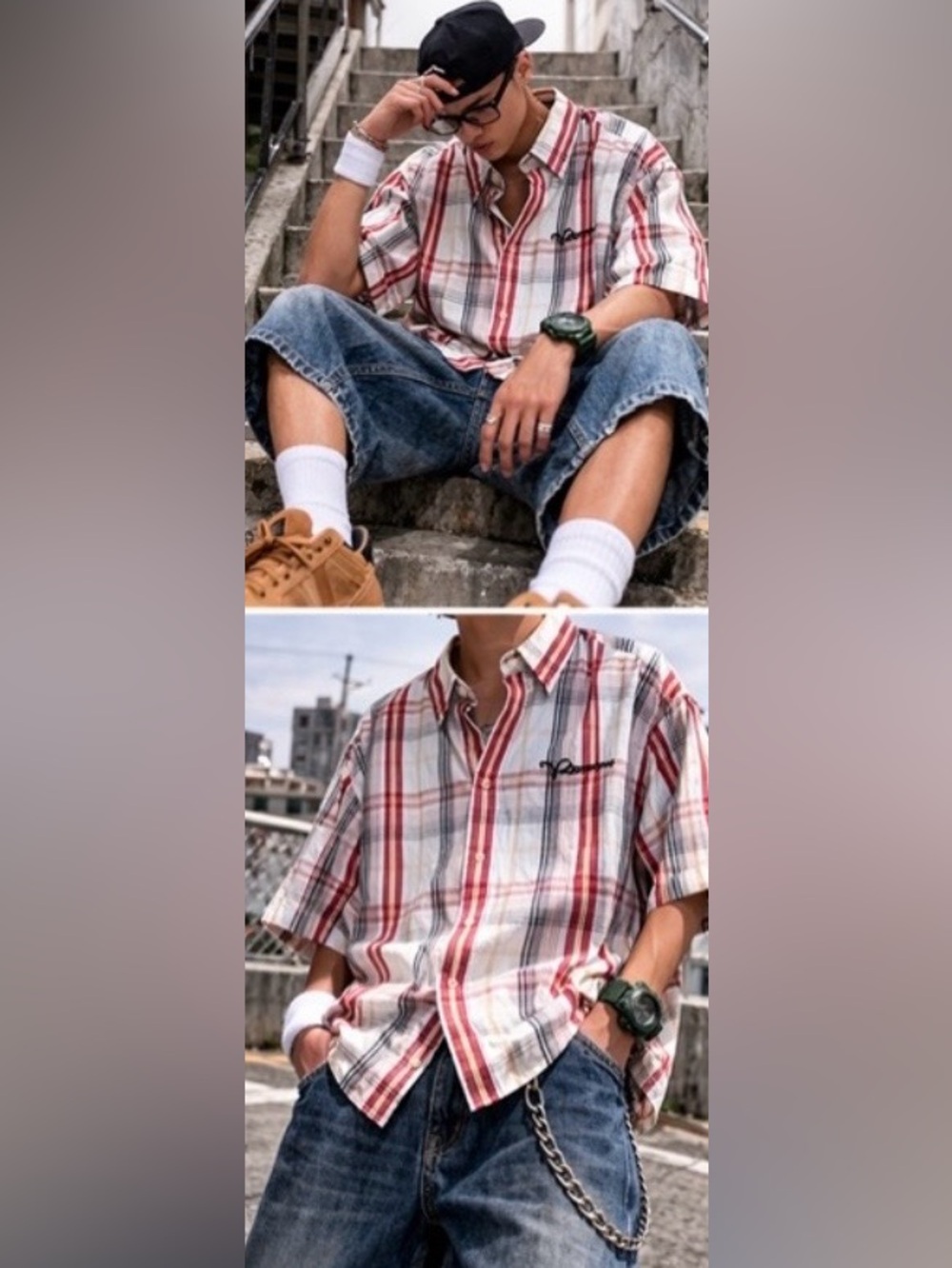 Rocawear Plaid‎ shortsleeve button down (XL) Y2K 2000s Urban Style